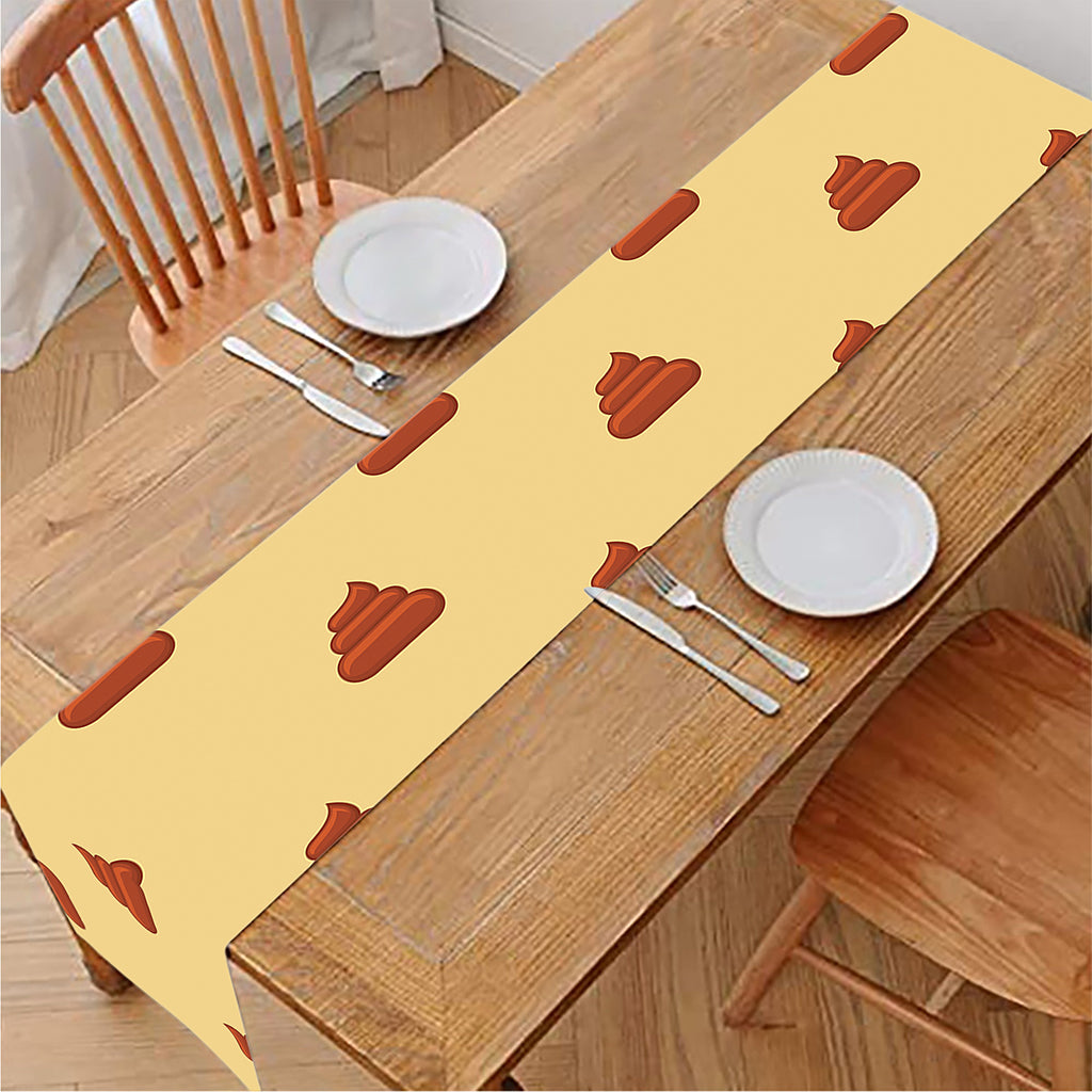 Brown Poop Pattern Print Table Runner