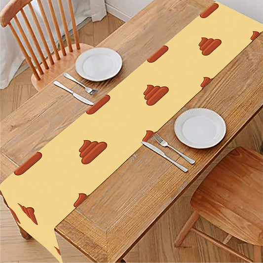 Brown Poop Pattern Print Table Runner
