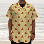 Brown Poop Pattern Print Textured Short Sleeve Shirt