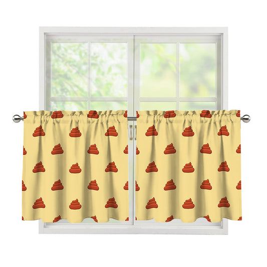 Brown Poop Pattern Print Tier Curtains