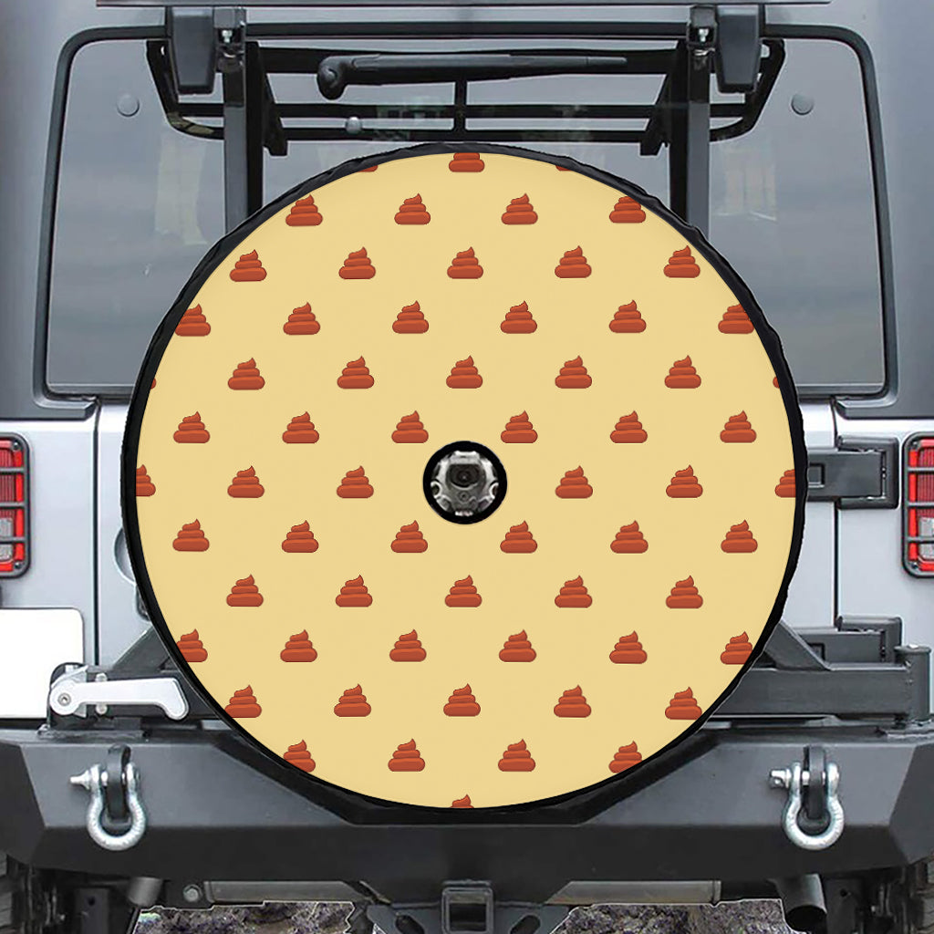 Brown Poop Pattern Print Tire Cover With Camera Hole