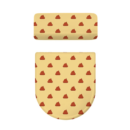 Brown Poop Pattern Print Toilet Lid And Tank Cover Set