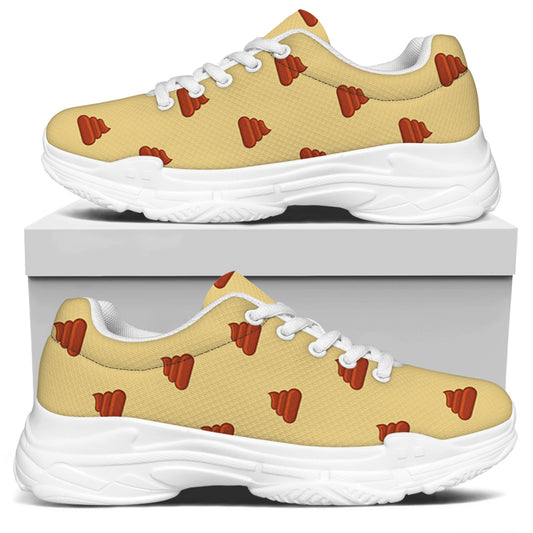 Brown Poop Pattern Print White Chunky Shoes