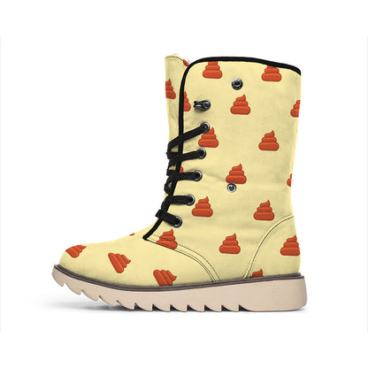 Brown Poop Pattern Print Winter Boots