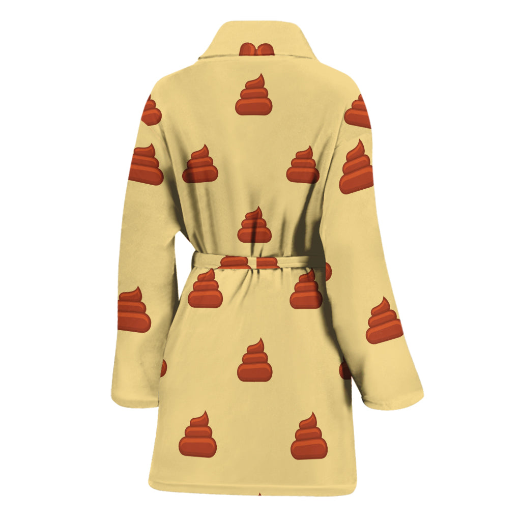 Brown Poop Pattern Print Women's Bathrobe