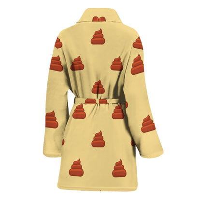 Brown Poop Pattern Print Women's Bathrobe