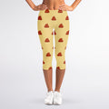 Brown Poop Pattern Print Women's Capri Leggings