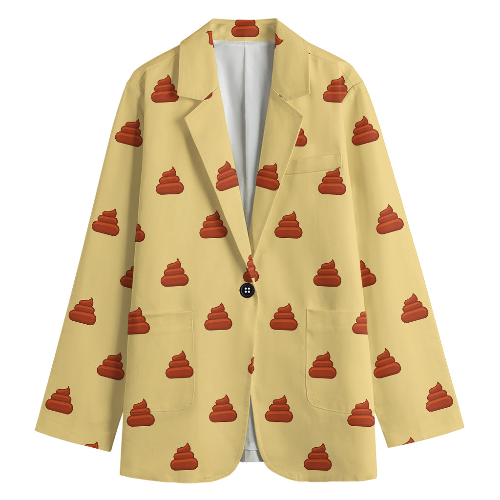 Brown Poop Pattern Print Women's Cotton Blazer