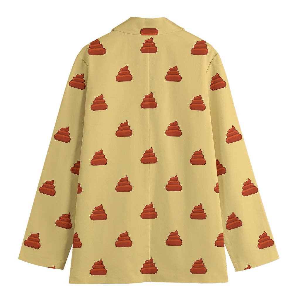 Brown Poop Pattern Print Women's Cotton Blazer