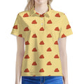 Brown Poop Pattern Print Women's Polo Shirt