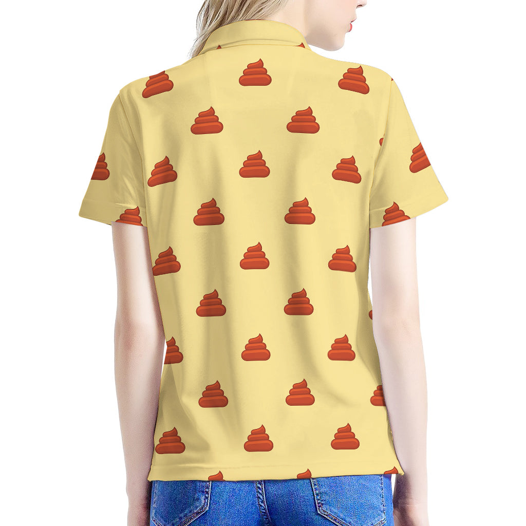 Brown Poop Pattern Print Women's Polo Shirt