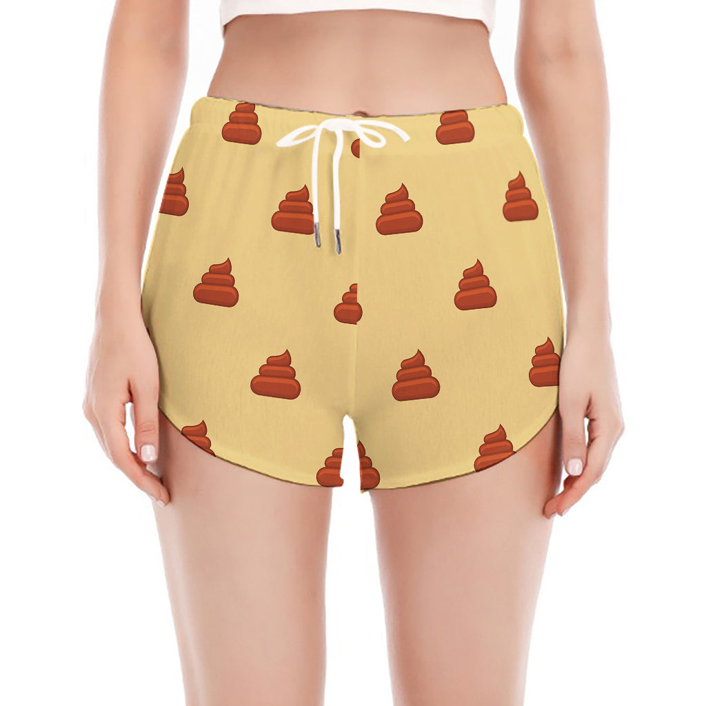 Brown Poop Pattern Print Women's Split Running Shorts