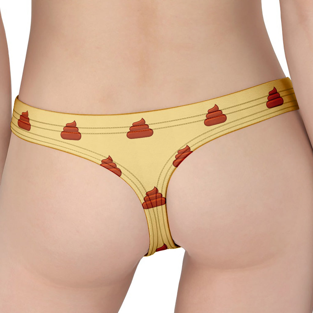 Brown Poop Pattern Print Women's Thong