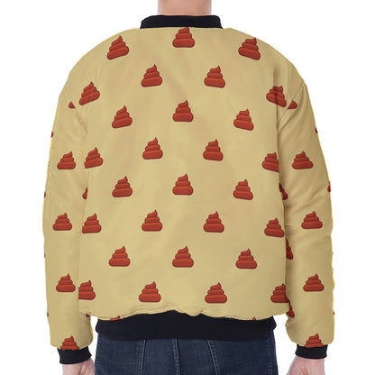 Brown Poop Pattern Print Zip Sleeve Bomber Jacket