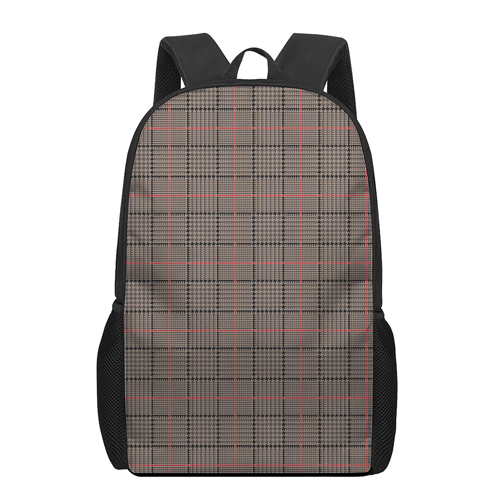 Brown Prince of Wales Check Print 17 Inch Backpack
