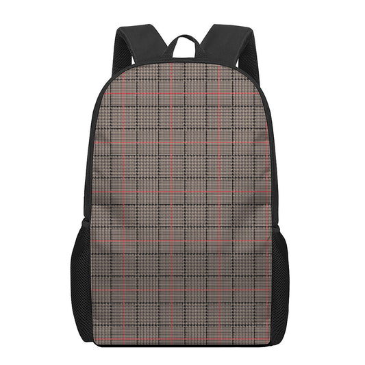 Brown Prince of Wales Check Print 17 Inch Backpack