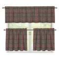 Brown Prince of Wales Check Print 3 Piece Kitchen Curtains