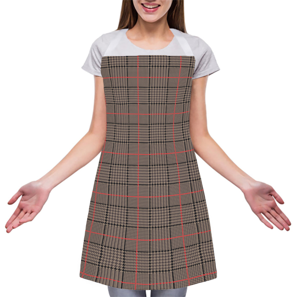 Brown Prince of Wales Check Print Adjustable Apron