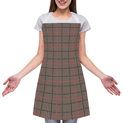 Brown Prince of Wales Check Print Adjustable Apron