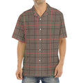 Brown Prince of Wales Check Print Aloha Shirt