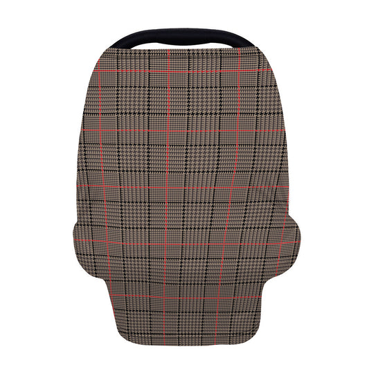 Brown Prince of Wales Check Print Baby Seat Cover