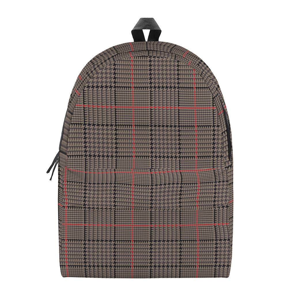 Brown Prince of Wales Check Print Backpack