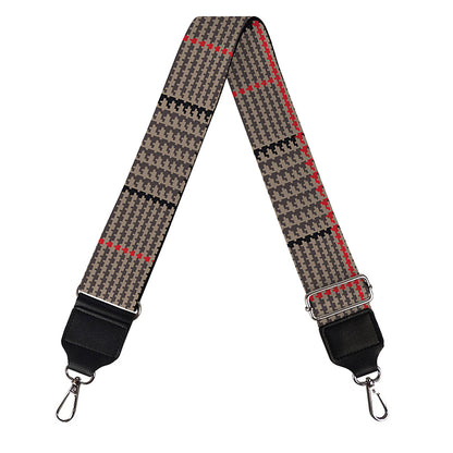 Brown Prince of Wales Check Print Bag Strap