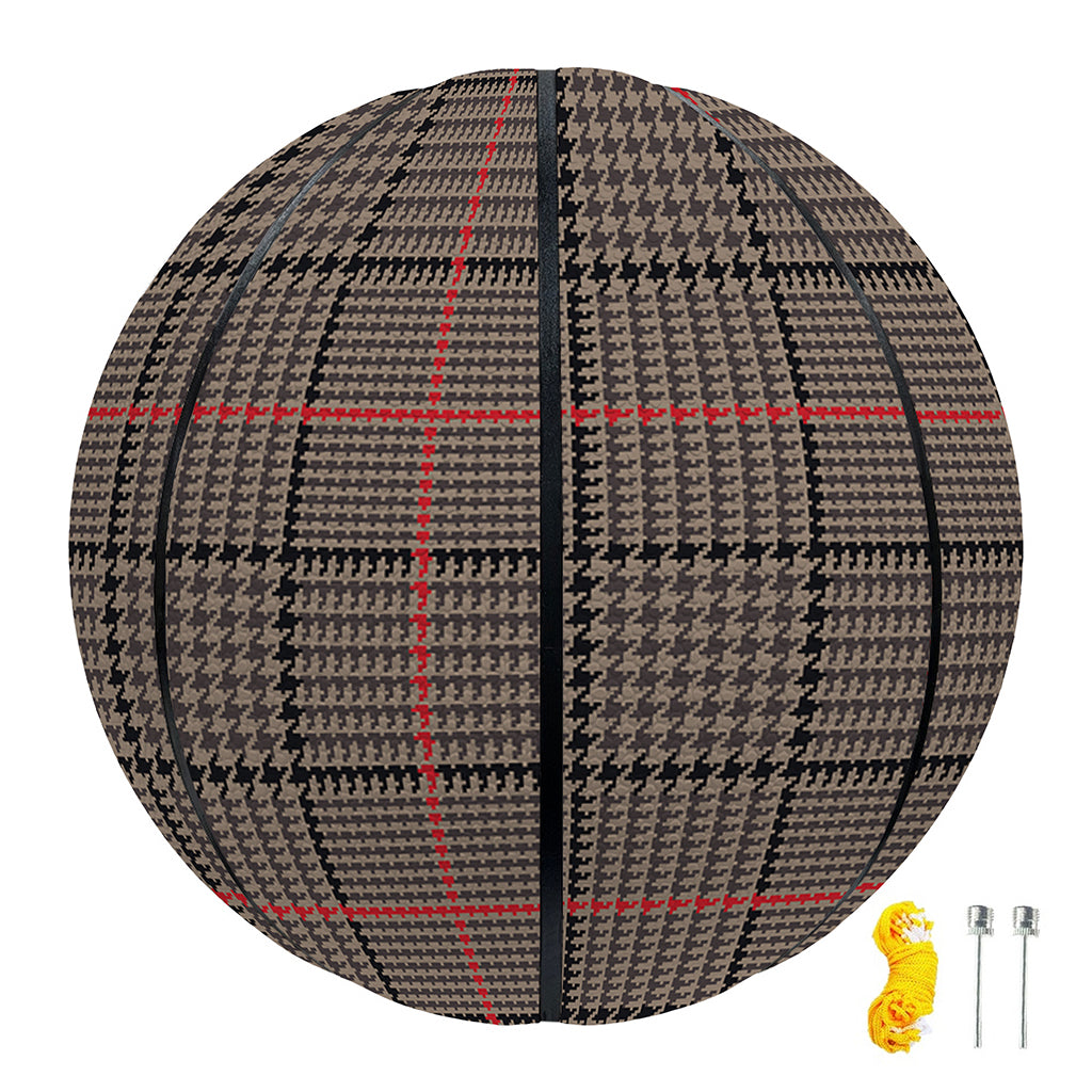 Brown Prince of Wales Check Print Basketball