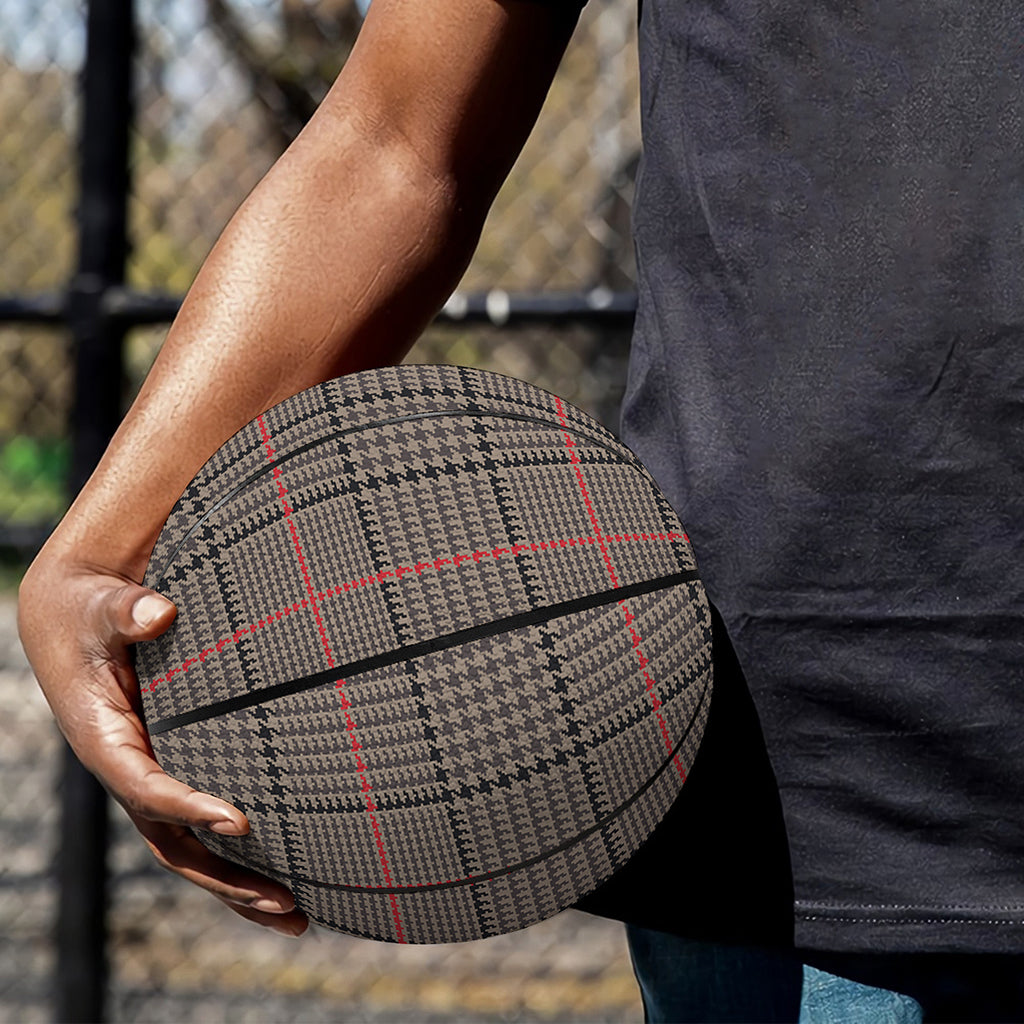 Brown Prince of Wales Check Print Basketball