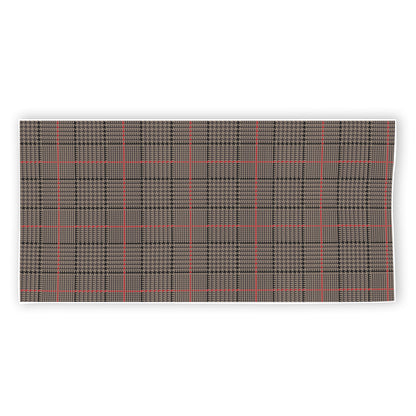 Brown Prince of Wales Check Print Beach Towel