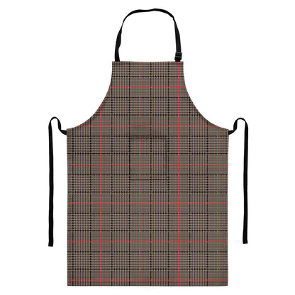 Brown Prince of Wales Check Print Bib Apron With Pocket