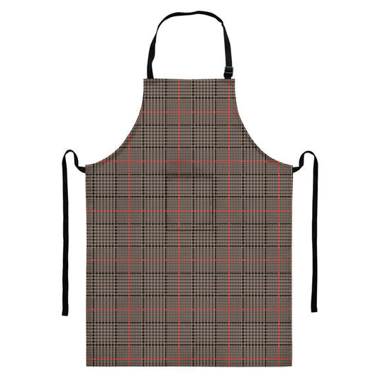 Brown Prince of Wales Check Print Bib Apron With Pocket