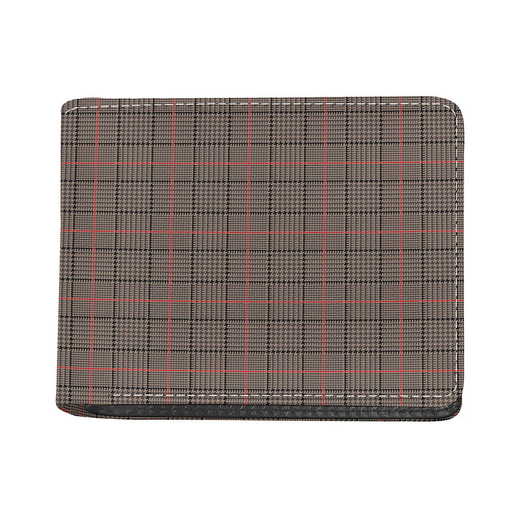 Brown Prince of Wales Check Print Bifold Wallet