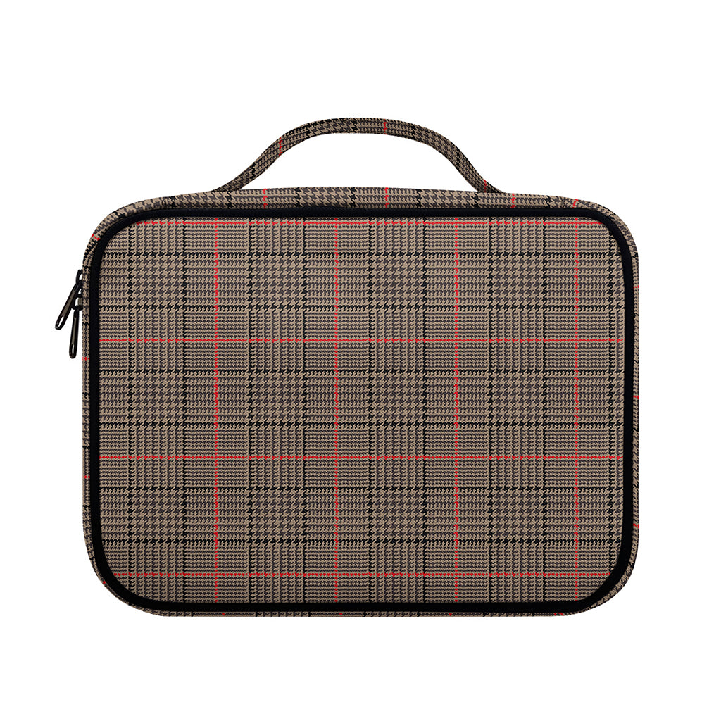 Brown Prince of Wales Check Print Briefcase Bible Bag
