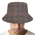 Brown Prince of Wales Check Print Bucket Hat