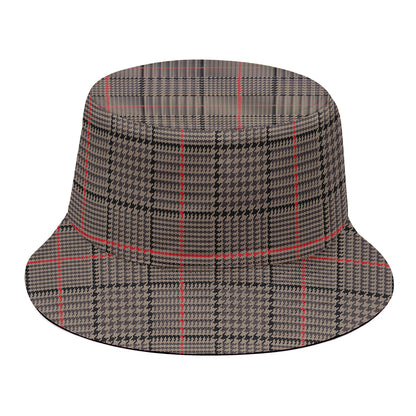 Brown Prince of Wales Check Print Bucket Hat