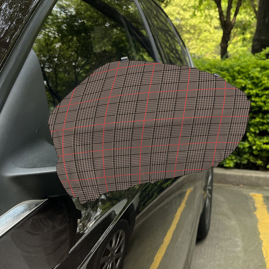 Brown Prince of Wales Check Print Car Side Mirror Covers