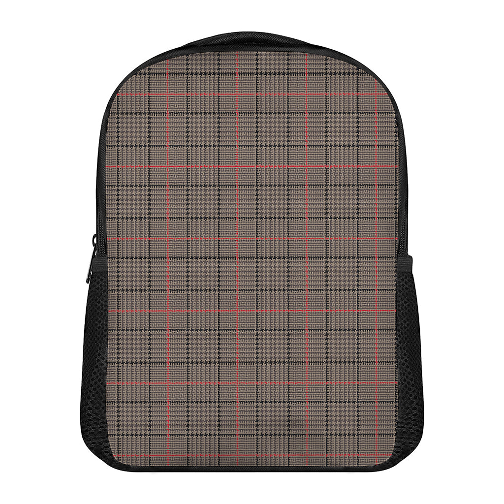Brown Prince of Wales Check Print Casual Backpack