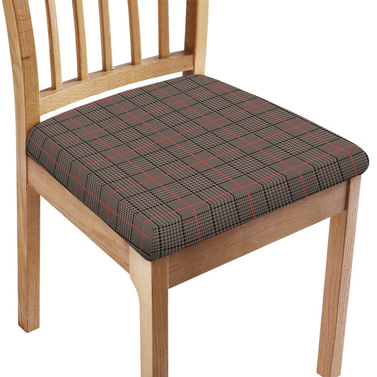 Brown Prince of Wales Check Print Chair Cushion Cover