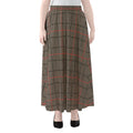 Brown Prince of Wales Check Print Chiffon Maxi Skirt