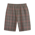 Brown Prince of Wales Check Print Cotton Shorts