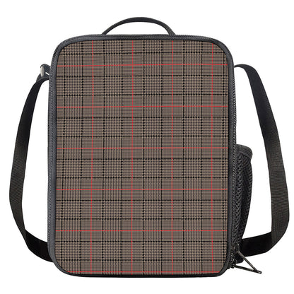 Brown Prince of Wales Check Print Crossbody Lunch Bag