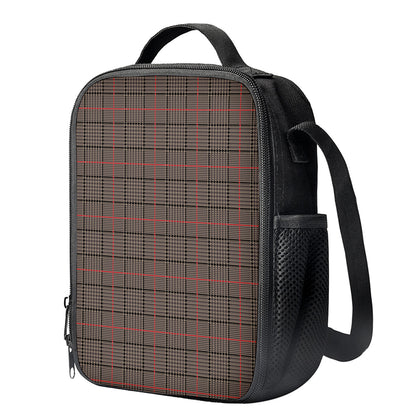 Brown Prince of Wales Check Print Crossbody Lunch Bag