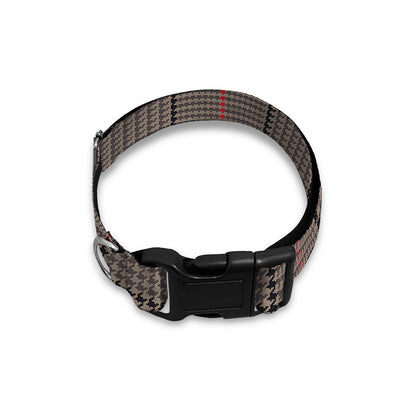 Brown Prince of Wales Check Print Dog Collar