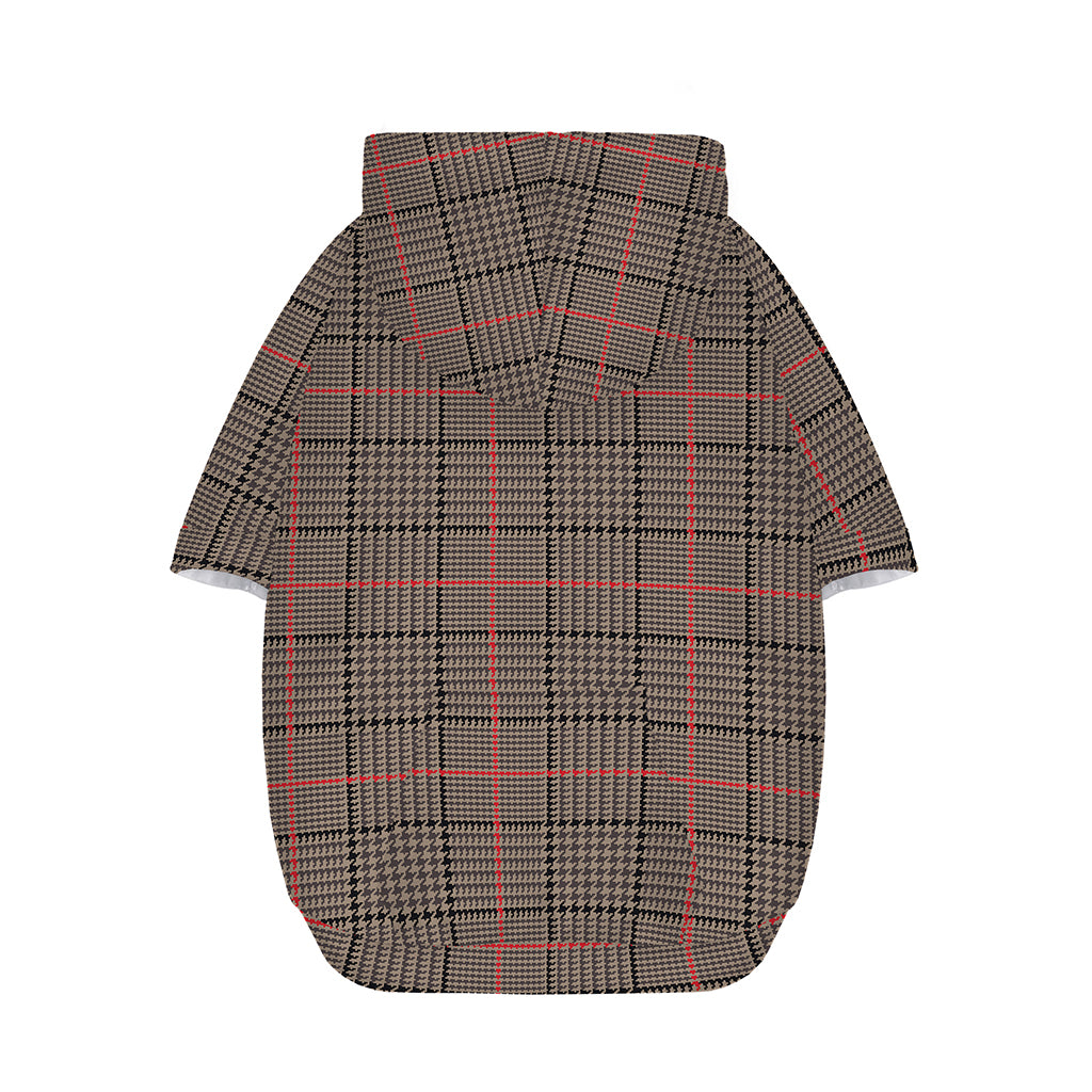 Brown Prince of Wales Check Print Dog Zip Up Hoodie