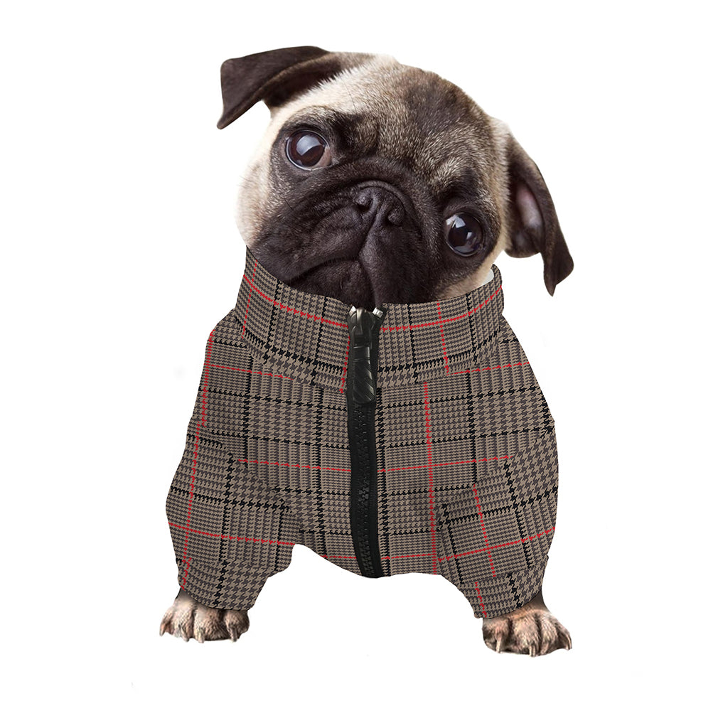 Brown Prince of Wales Check Print Dog Zip Up Jacket