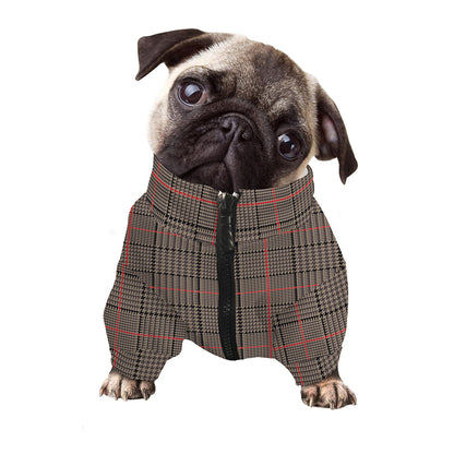 Brown Prince of Wales Check Print Dog Zip Up Jacket