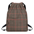 Brown Prince of Wales Check Print Drawstring Backpack