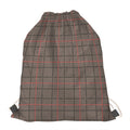 Brown Prince of Wales Check Print Drawstring Bag