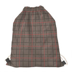 Brown Prince of Wales Check Print Drawstring Bag